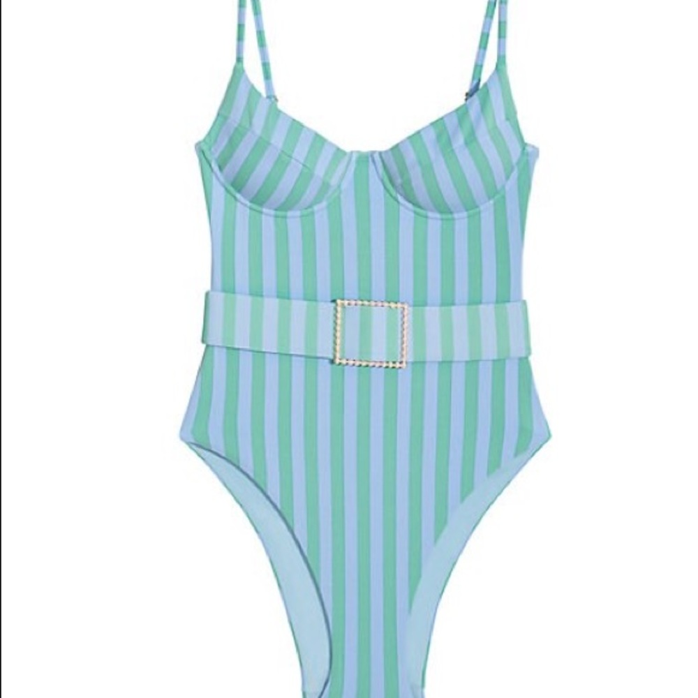 WeWoreWhat Danielle Dusk Blue stripes one-piece- L